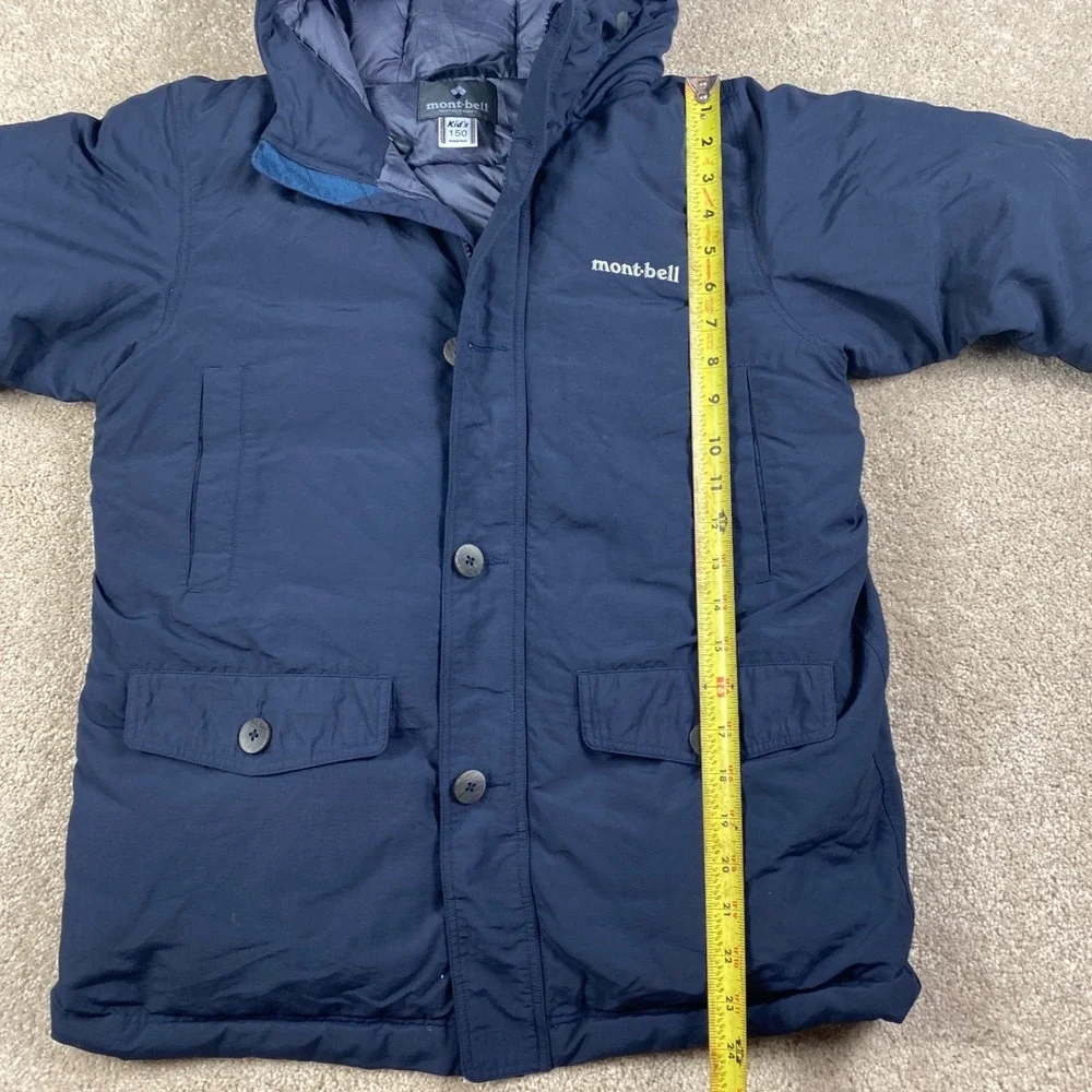 Mont-bell Down Husky Coat Kids 150 Parka Navy Blue Puffer Hooded 1101515
